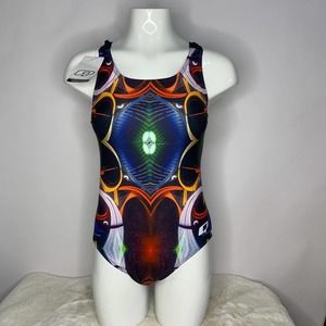 Qswimwear women one piece Graffiti Print Swimsuit